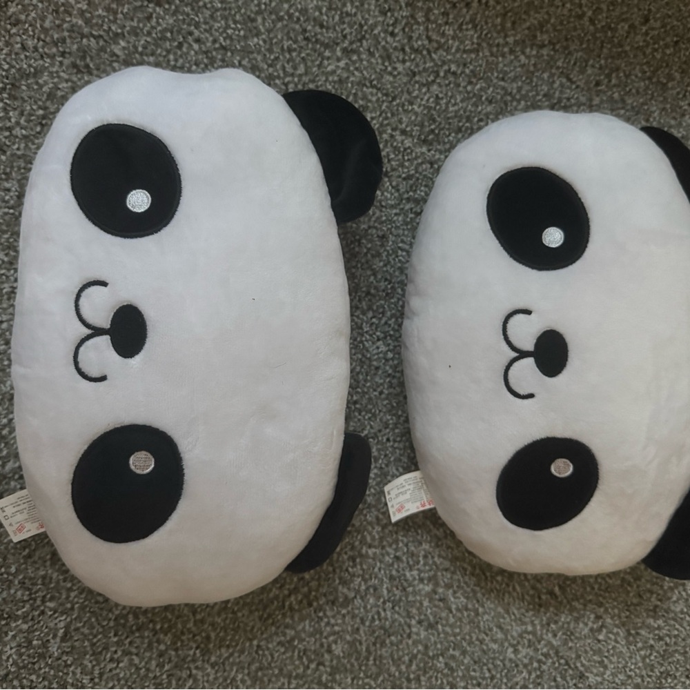 Adorable Panda Plush Car Pillow Set - Black and White